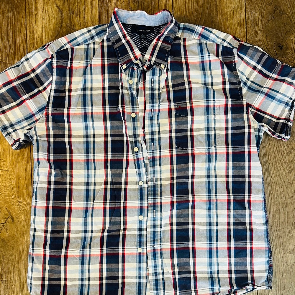 Tommy Hilfiger Youth Plaid Button-Up Shirt | Size XL | 100% Cotton